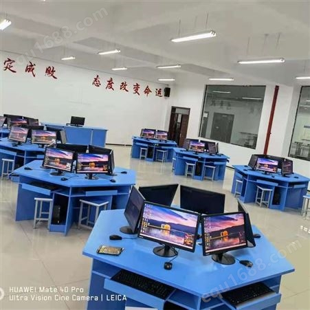 智学校园江苏厂家推荐六边形多功能电脑桌 桌椅配套定制价格低