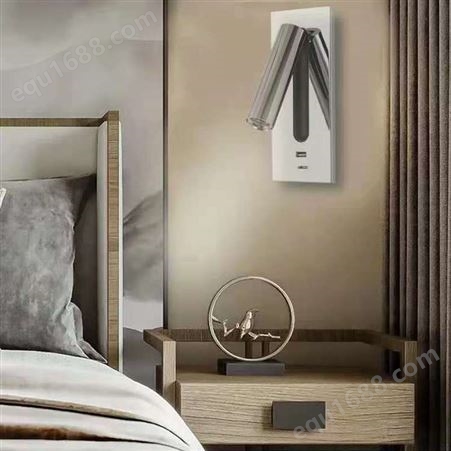 LED壁灯 嵌入式卧室床头阅读灯带USB充电 玖恩灯具