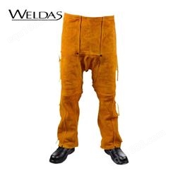 weldas/威特仕44-2436金黄色牛皮烧焊工作裤 防火阻燃耐高温