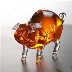 猪年定制酒瓶  空心猪醒酒器  亥猪玻璃饮料包装   小猪空酒瓶