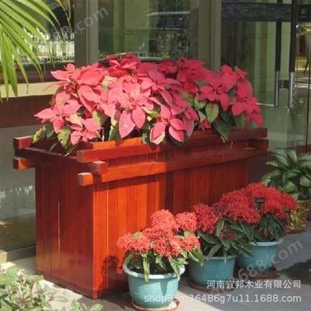 开封 碳化木花箱户外 木花盆花槽 移动式花箱长方形花箱定制