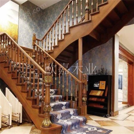 中式雕花楼梯 室内整体实木楼梯 楼梯制做