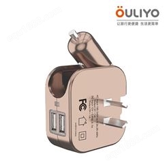 OULIYOSL-608AUS厂家直供欧规2.1A车载手机充电器 双USB车载充电器旅充墙充二合一充电器定制礼品